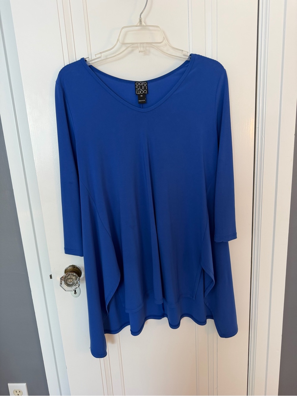 Clara Sun Woo Royal Blue V-Neck Swing Tunic, size XS